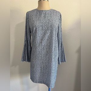 Banana Republic Blue Bell -Sleeve Print Tunic Dress Medium NWT